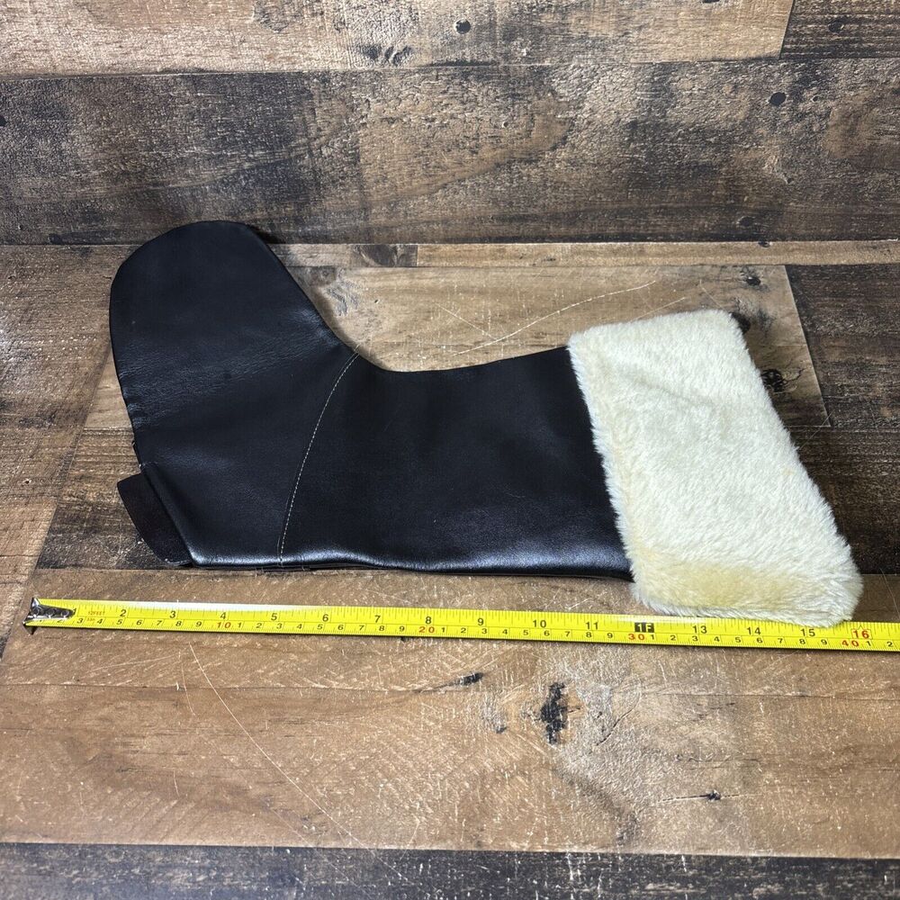 Vtg Harley-Davidson Christmas Stocking Boot Black Faux Leather Fur Logo Chain - Picture 7 of 7